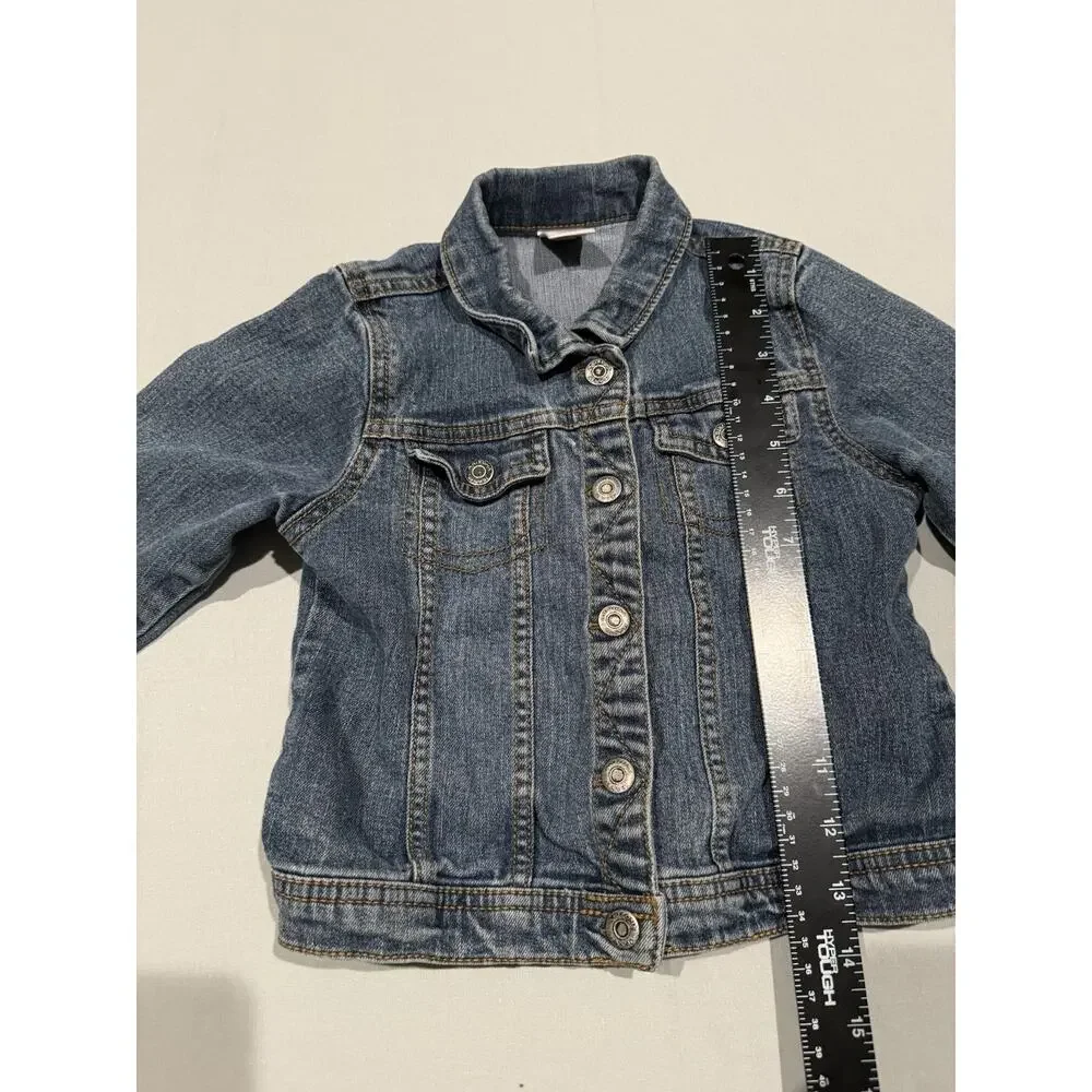 Arizona Jeans Girls Blue Denim Jacket 6 Button Front Pockets Short Long Sleeve